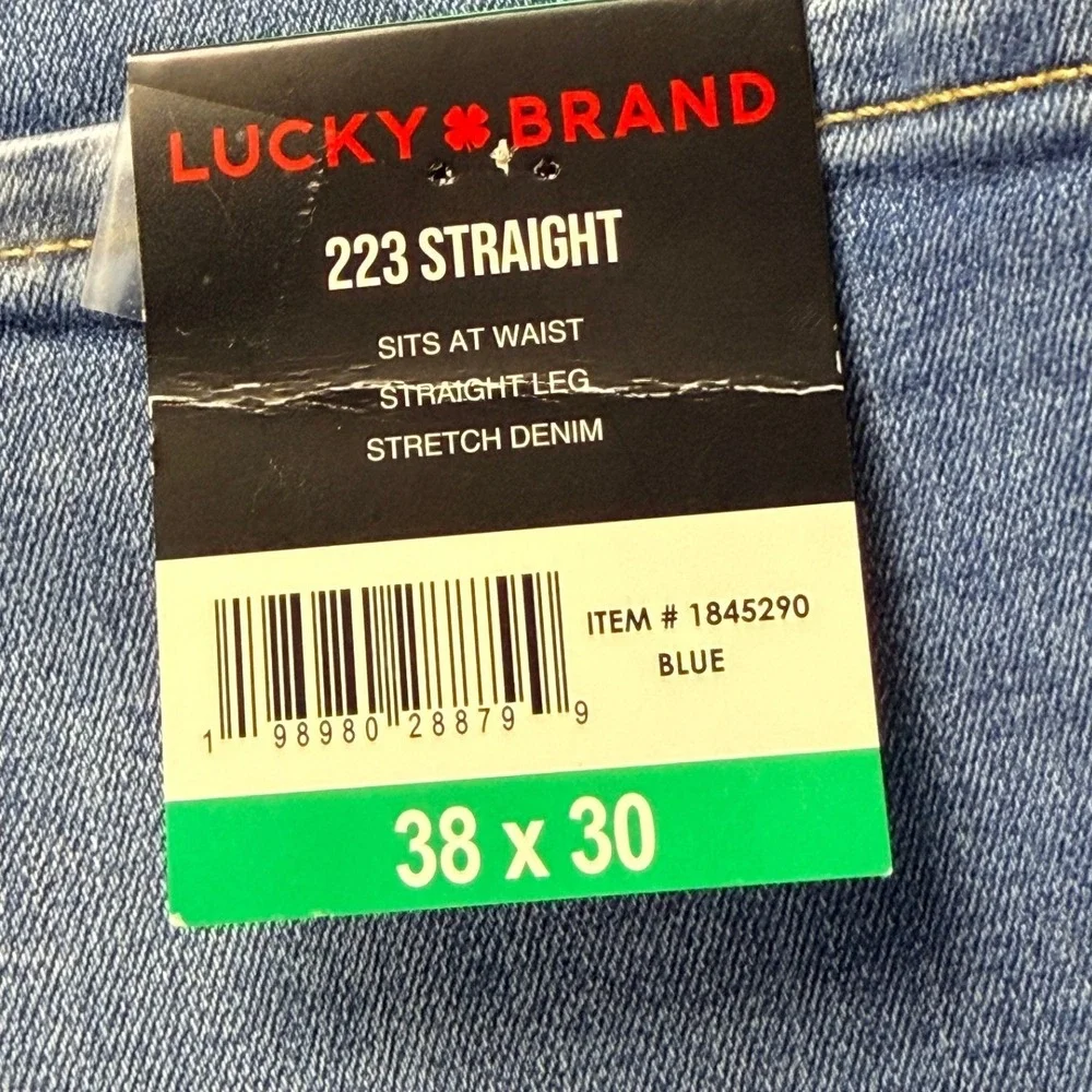 Lucky Brand 223 Straight Leg Mens Jeans 38x30 Blue Stretch Denim 1845290 NEW